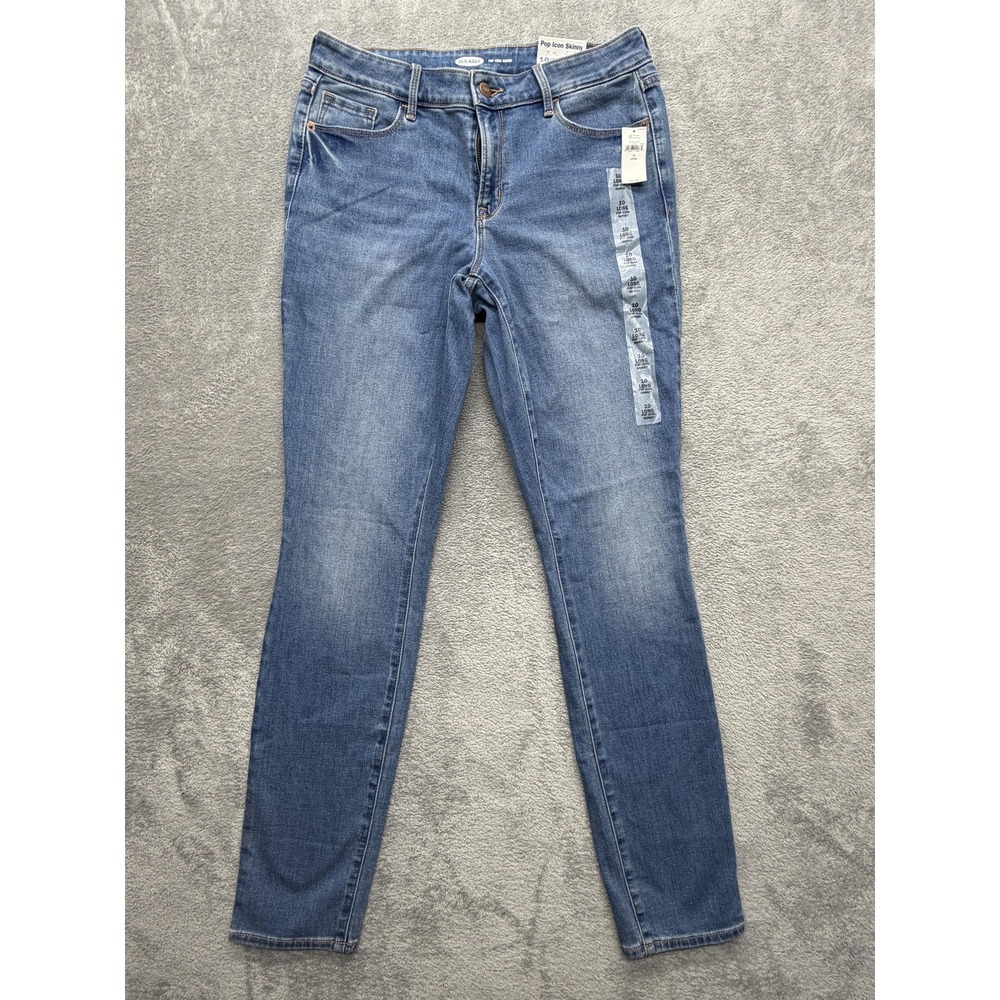 Old‎ Navy Jeans Womens 10 Long Pop Icon Skinny Medium Wash Blue Stretch